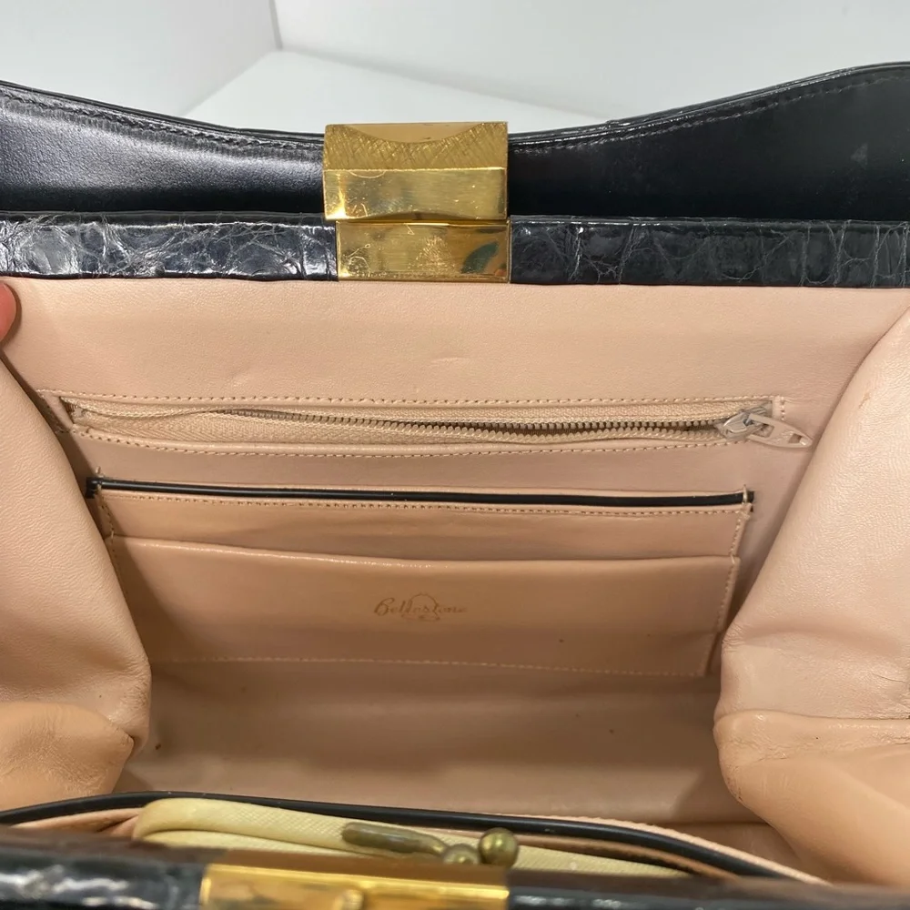 Bellestone Vintage Alligator Leather Black Handbag - Picture 12 of 16